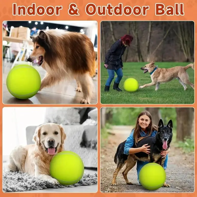 9.5 Inches Large Dog Tennis Ball, Outdoor Entertainment Inflatable Pet Toy, Funny Inflatable Exercise Ball, Durable Game Time Accessories, Enhance Pet Exercise and Intimacy 4