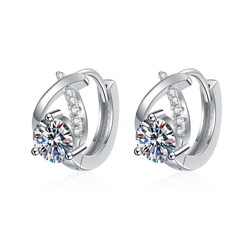 S925 Sterling Silver Earrings Moissanite Stud Earrings Cross Water Drop Earrings Light Luxury Korean Style 1 Karat Moissanite Stud Earrings for Women 5