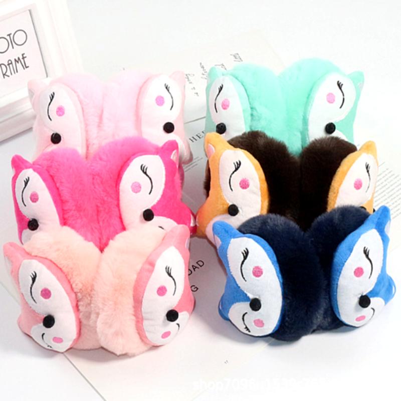 Product Introduction of Lovely Ear muffs  Fashionable Insulated Adjustable size Cute cartoon fox shape Soft plush Autumn winter warm Plush earmuff for Outdoor activities 2
