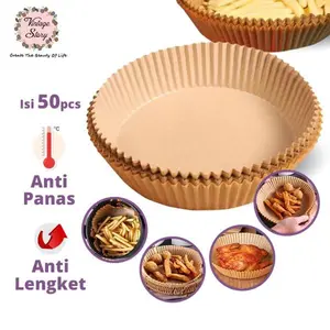 Kertas Alas Air Fryer Baking Paper Tebal 50pcs Anti Lengket Tahan Minyak 16cm Kitchenware