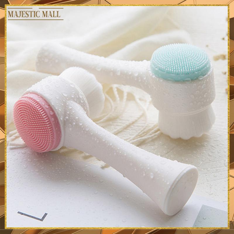 Pembersih Wajah Dua Sisi 2 In 1 Sikat Plastik Pembersih Wajah Muka Halus Facial Cleansing Brush Silikon Import COD 335 0