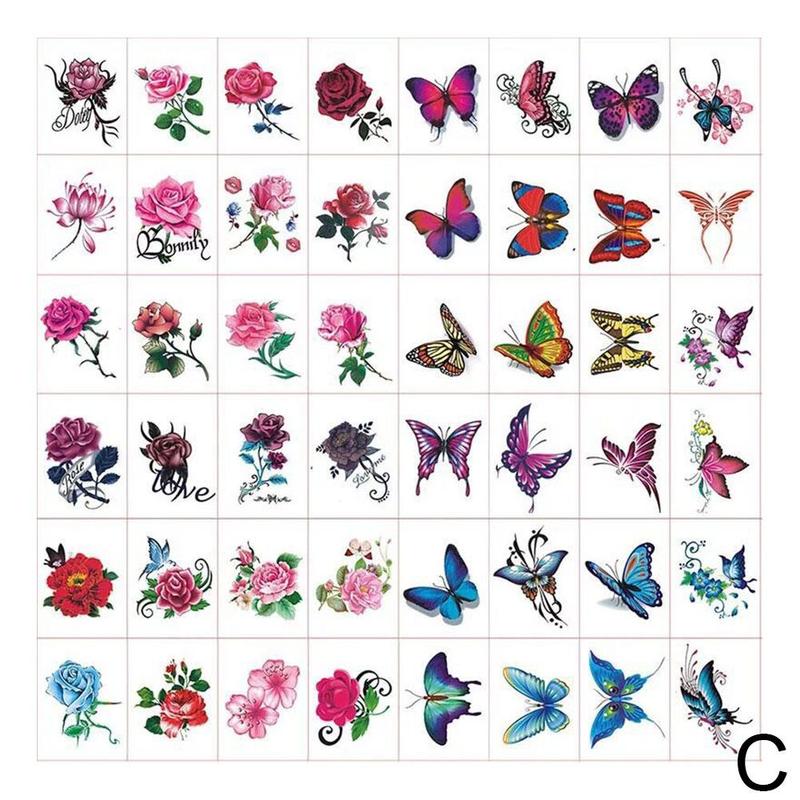 Product Introduction of 20/50pcs Waterproof Tattoo Sticker Sexy Simulation Flower Butterfly Ankle Clavicle RoseTattoo Sticker 47
