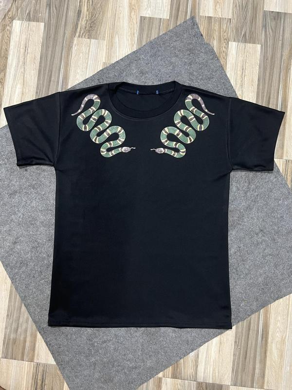 Áo Thun Nam In Hình Rắn Xanh Cô Tròn Tre Menswear Cổ Tròn