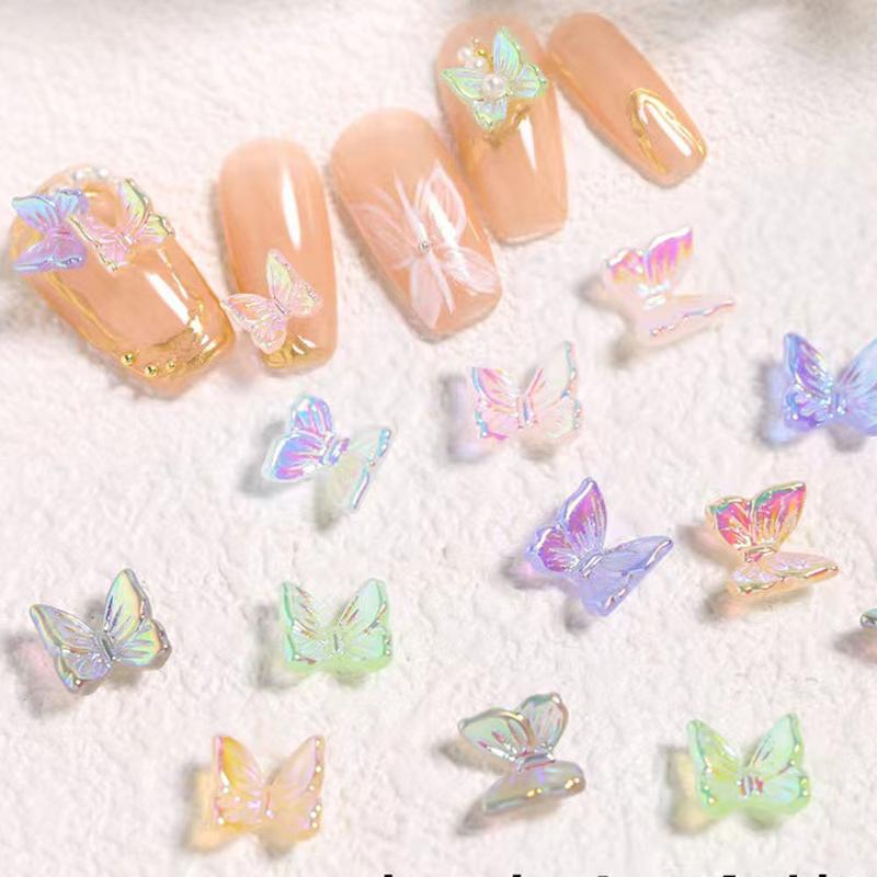 Charm Móng Tay Nghệ Thuật Hình Bướm, 30 Cái / Túi, Aurora Nhiều Màu, Đính Đá Pha Lê Resin 3D, Đồ Trang Trí Móng Tay, Đồ Trang Trí Tự Làm, Phụ Kiện Móng Tay 3