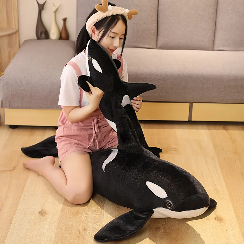 Boneka paus orca ukuran jumbo 80 cm Mainan anak karakter lucu bahn halus dan lembut cocok buat teman bermain 3
