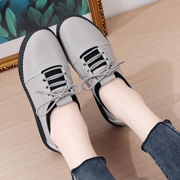 Product Introduction of Luxury genuine leather shoes for women lace up outdoor leather flats anti-slip rubber office shoes 22