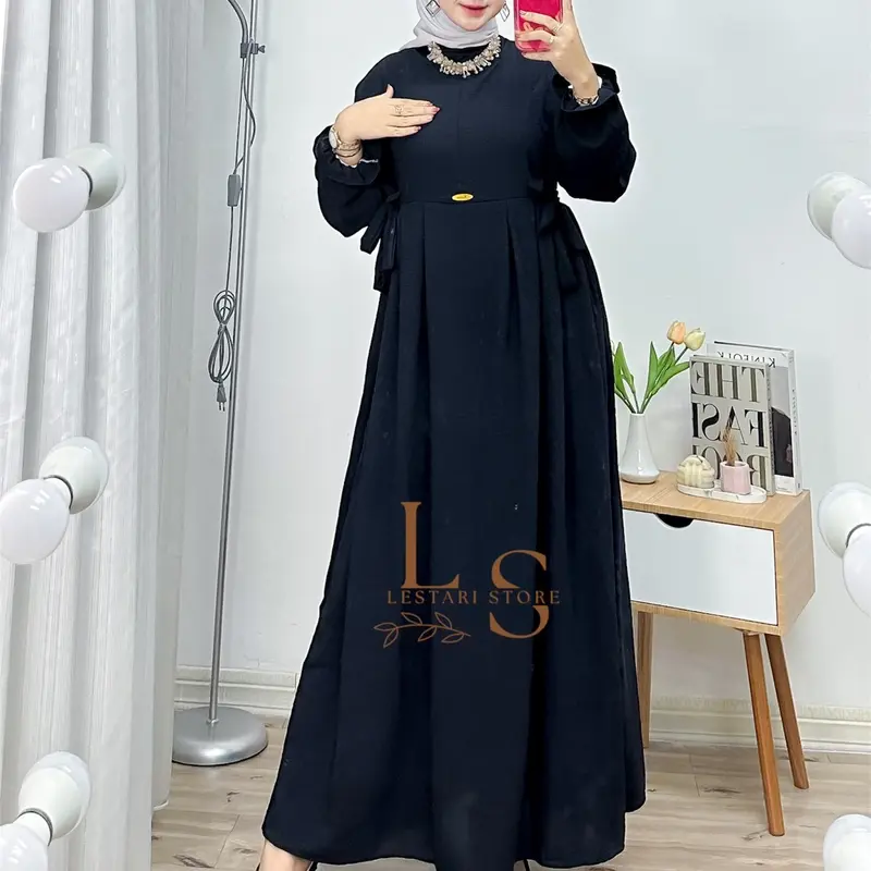 (SET HIJAB)Nikita Dress Gamis Crinkle Air Flow Wanita Free bross 3
