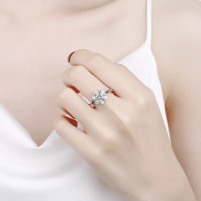 Nhẫn Moissanite, Độc Đáo Nữ, Cao Cấp, Không Phai Màu, Nhẫn Cặp Đôi Đám Cưới, Nhẫn Một Carat Cầu Hôn, Trang Sức Zircon 3