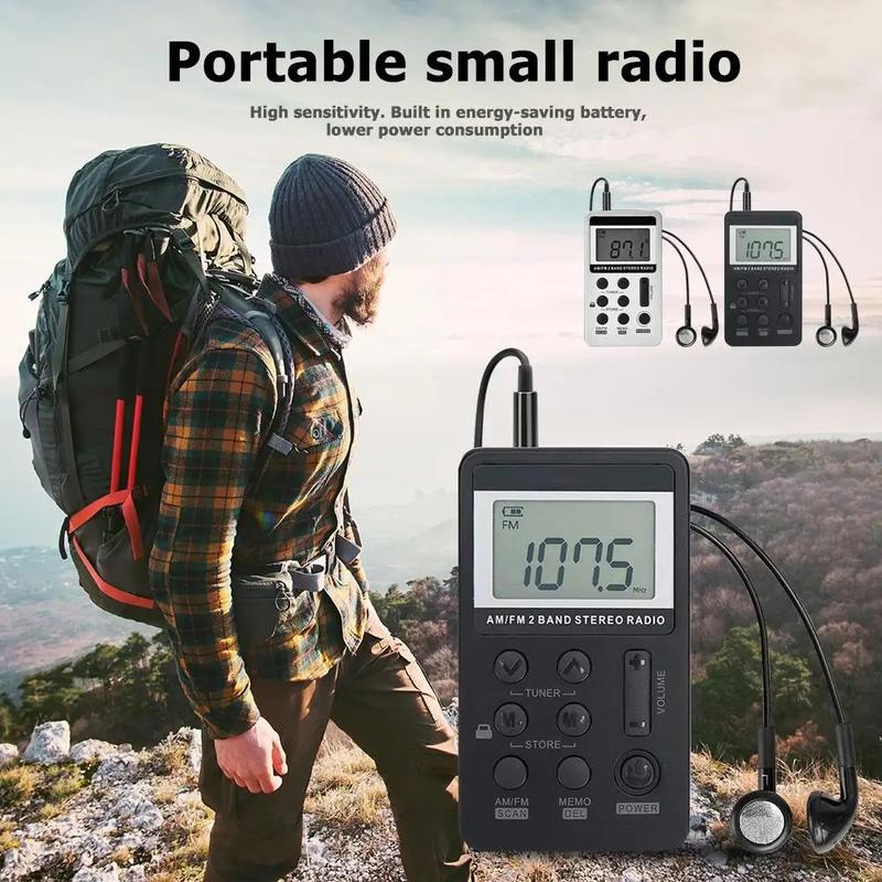 Mini Stereo AM/FM Pocket Radio Universal Dual Band Digital Display ...