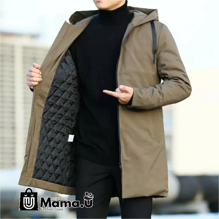 Jaket Jubah Pria Korea Casual Jumbo Jacket Anime Keren Kekinian Hitam Katun Panjang Tebal Oversize Navy Custom  Formal Simple  Blazer Cowok musim dingin  Kantor 1
