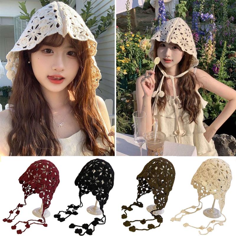 Product Introduction of Mũ Đan Móc Mũ Len Mũ Dệt Kim, Dây Đeo Lõm Mũ Dân Tộc Hoa, Dành Cho Phụ Nữ Vào Mùa Xuân Và Mùa Hè, Du Lịch Dễ Phối Đồ Mỏng, Mũ Đan Thủ Công 4