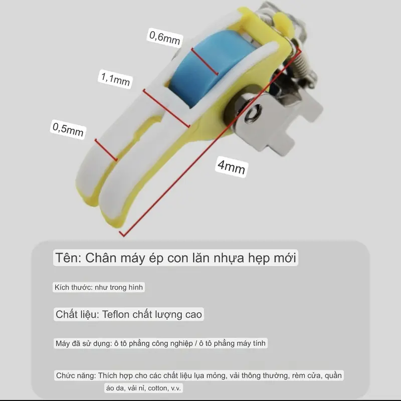 Chân Vịt nhựa bánh xe chống nhăn cho máy công nghiệp 1 kim + kèm 04 đế 4