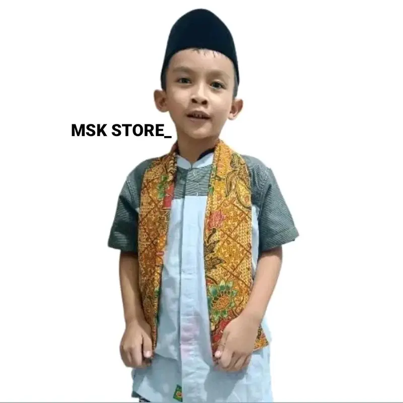CUKIN BATIK / CUKIN BETAWI BATIK / SLENDANG BATIK / SLENDANG SYAL BATIK / SELEMPANG BETAWI SYAL BATIK COKLAT DAN PUTIH Aksesoris 5