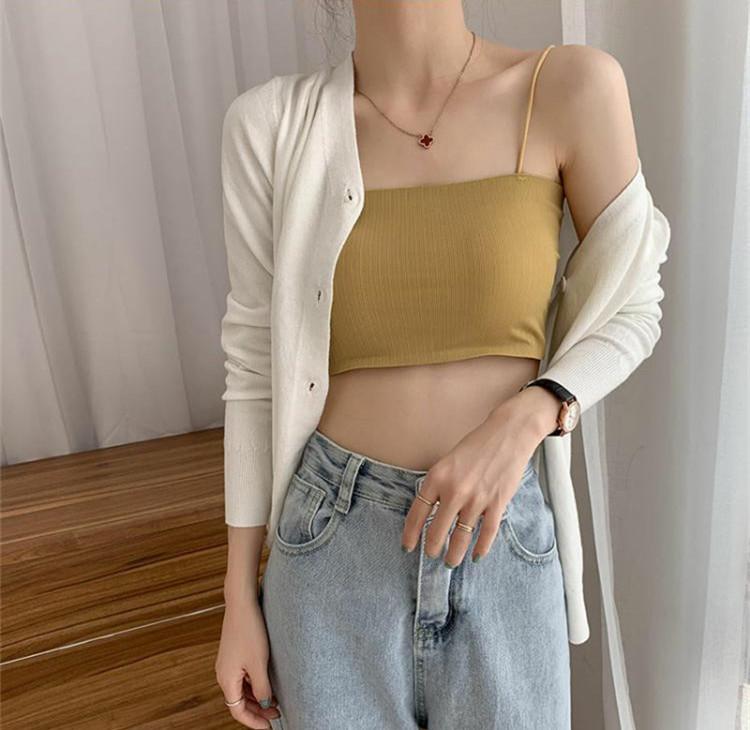 Product Introduction of Beautiful back without steel ring ice silk sling anti-glare wrap underwear female students Korean version of the bust bottoming tank top inner wear 19