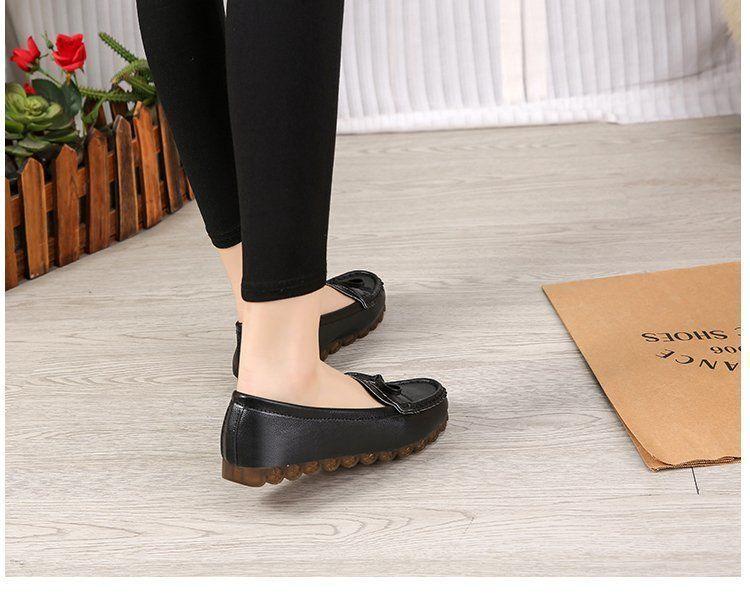 Product Introduction of Gommino Female 2024 Spring New Flat Shoes Beef Tendon Soft Bottom Slip-on Lofter Mother White Nurses' Shoes 5