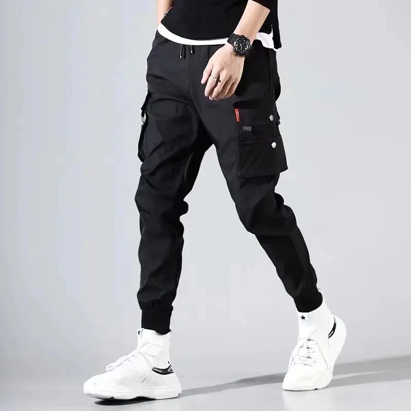 Spring and Summer Overalls Men's 2025 New Korean Style Ankle Tied All-Matching Casual Pants Mechanical Style Teen Trousers Men Menswear Lingerie