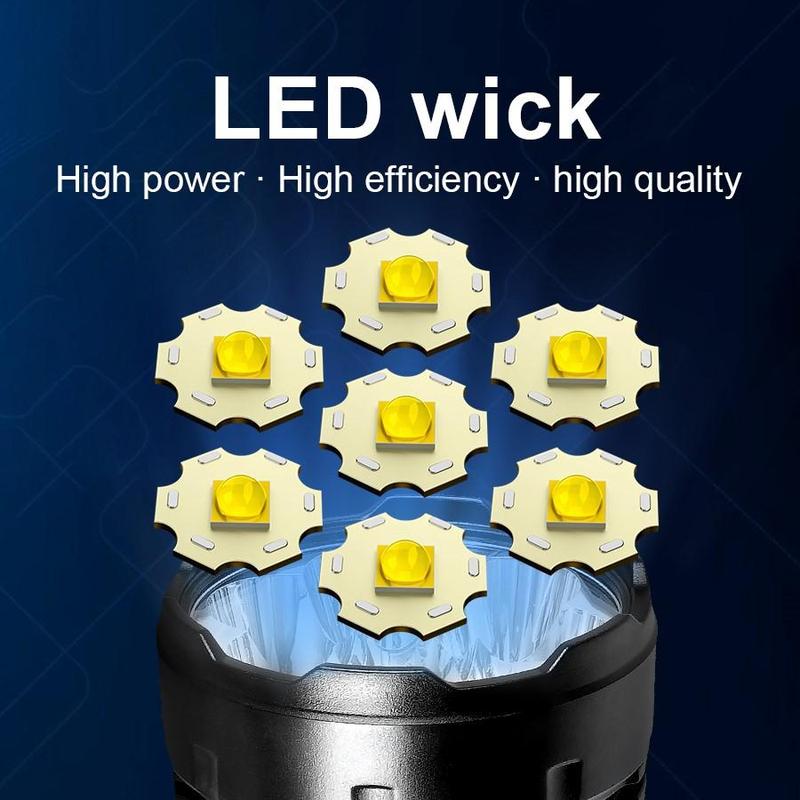 LED Multi-functional Strong Flashlight, Rechargeable Ultra-bright Portable Design Outdoor Zoom Long-range Spotlight, Emergency Camping Light 5