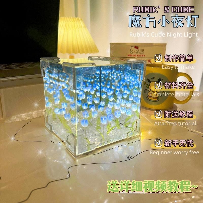 Hộp Gương Hoa Tulip Decor Phòng Ngủ Chill - Bàn Trang Điểm Độc Đáo Trang Trí Đèn Led Làm Quà Tặng Siêu Đỉnh