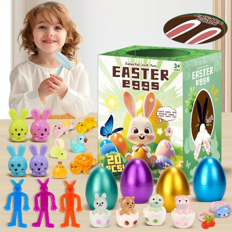 Product Introduction of Funny Cartoon Easter Eggs Blind Box Egg Rabbit Car Easter Gift Easter Toy Set Knock Colorful Eggs Surprise Toys Children 10