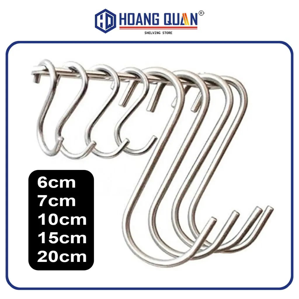 10 Móc Treo Đồ Chữ S Inox Đa Năng Không Gỉ Móc Chữ S Nhiều Size Dày Dặn Siêu Chắc