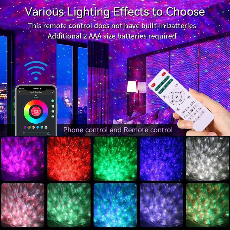 Product Introduction of LED Starry Sky Projector, USB Powered Bluetooth-compatible Music Starry Sky Projector with Remote Control, Novelty Lighting for Home Party Decor 7