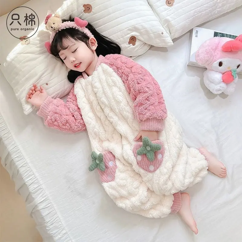 Túi Ngủ Cho Bé Gái, Chất Liệu Lông Cừu San Hô, Mùa Đông Dày Dặn, Chống Đá, Thích Hợp Cho Mùa Thu Và Mùa Đông, Đồ Chơi Trẻ Em, Làm Bằng vải nỉ, Đồ Ngủ Dễ Thương, Năm 2024