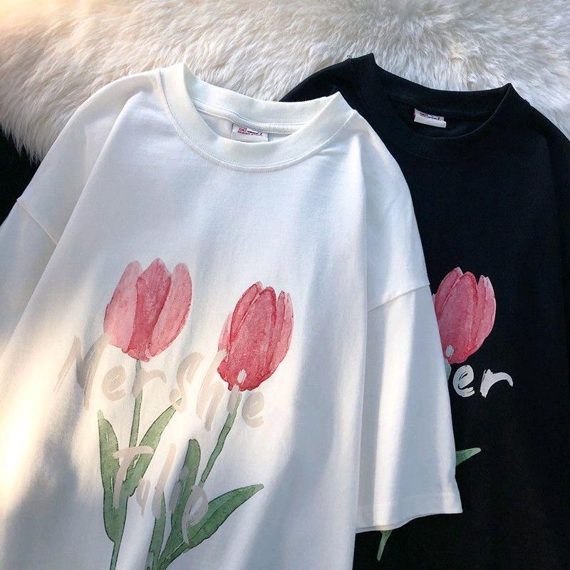 Áo Thun Bông Hoa Tulip Mershie Tulip Chất cotton su