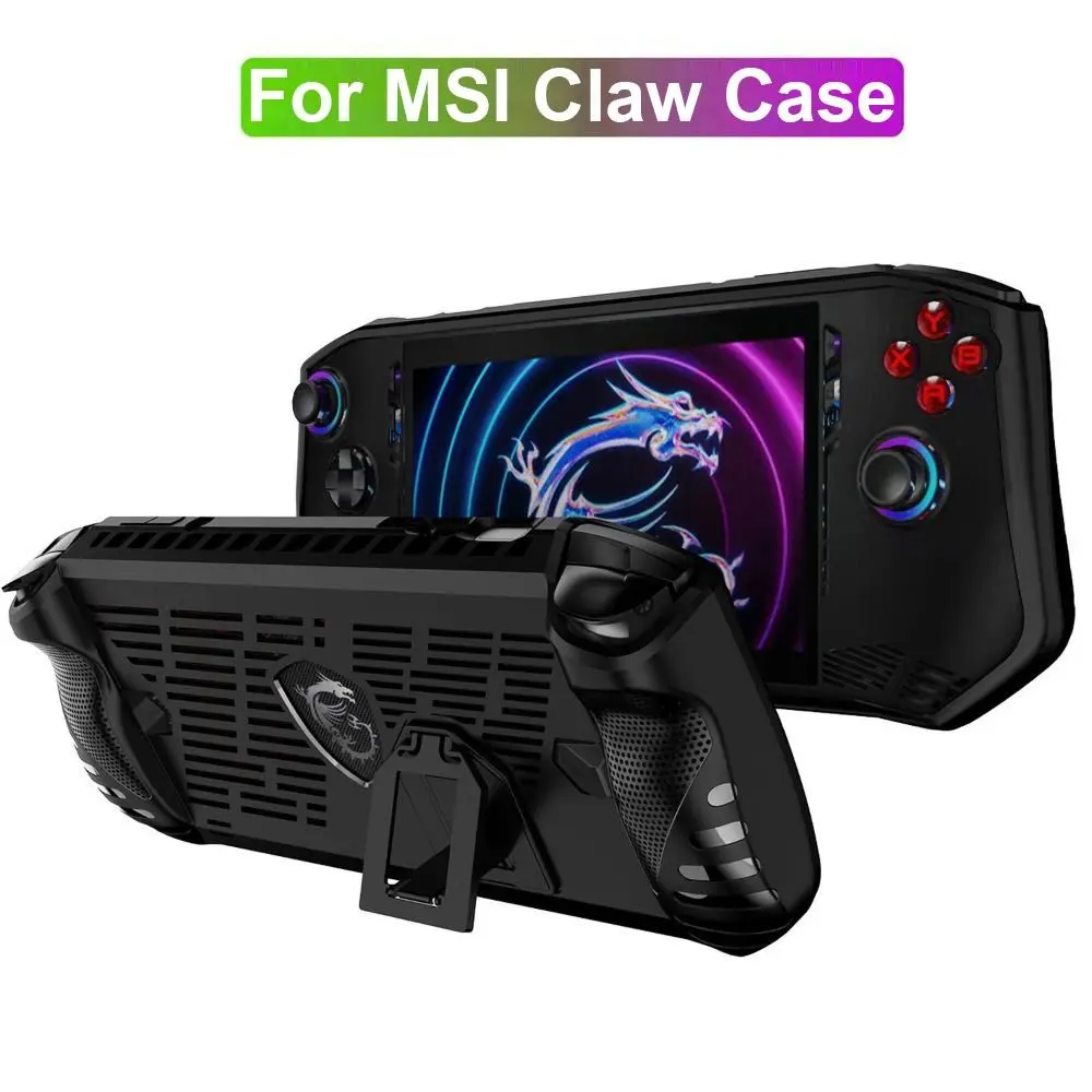 Sarung Konsol Pegang Tangan, 7 inci, Berkualiti Tinggi, Cangkang Pelindung Lembut TPU, Dengan Kaki Kaki, Anti Gores, Aksesori Permainan, untuk MSI Claw A1M