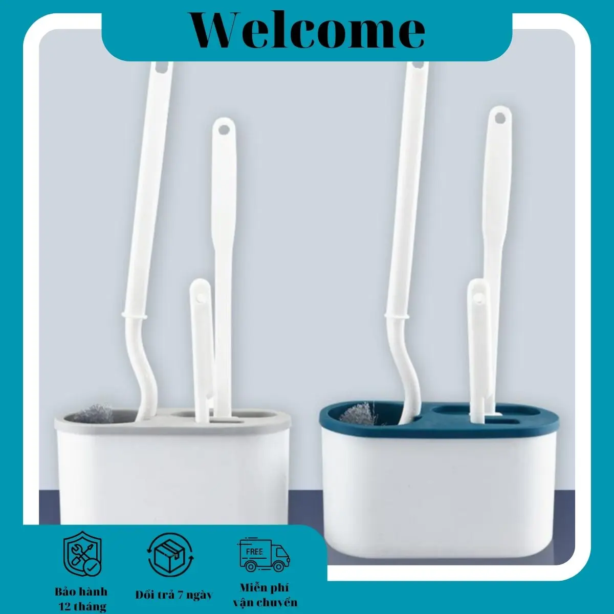 Combo 2 bộ cọ toilet nhà vệ sinh dán tường, bộ bàn chải nhà vệ sinh