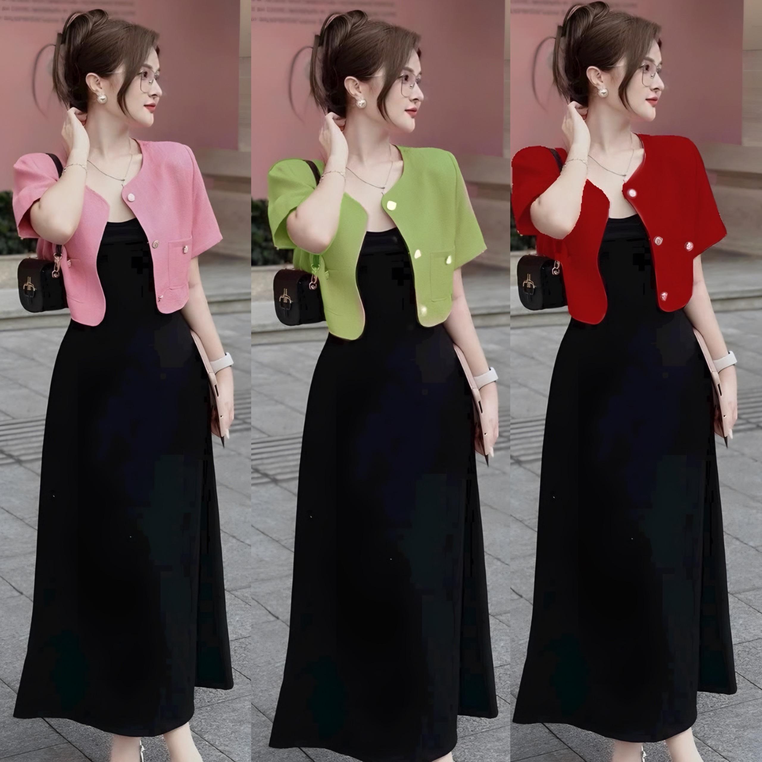 Set Váy Áo 2 Món Thời Trang Bigsize Áo Vải LNin Váy Vải Thun Tăm Cho Các Nàng 40 - 95Kg Nữ Top Women Kim Tuyến - A.1316