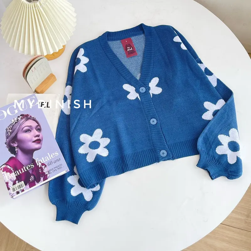 Loly Oversize Cardy - Cardigan Wanita Motif Flower Nyaman Outer 1