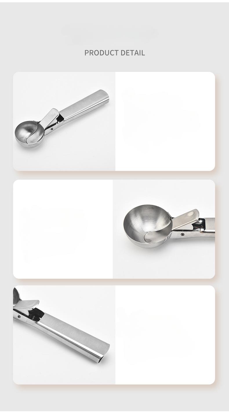 Product Introduction of Stainless Steel Multifunctional Iced Cream Spoons Non-Stick Fruit Ice Ball Maker Watermelon Ice Cream Spoon Tool Sugar Spoons 7