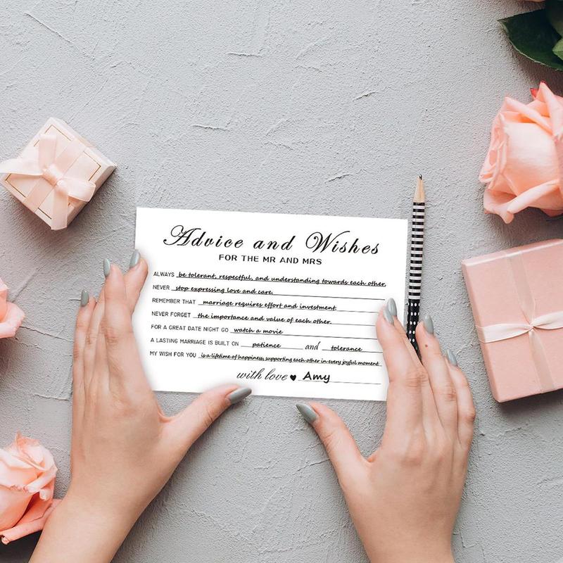 Wedding Party Advice & Wishes Card, 50pcs/set Wedding Dinner Event Table Decoration Writable Card, Wedding Blessing Card 5