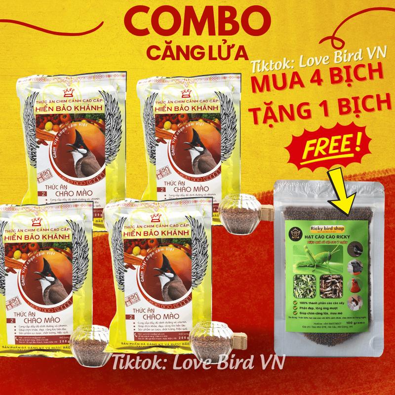 COMBO Cám Chào Mào Hiển Bảo Khánh (CĂNG LỬA) - (4 BỊCH SỐ 2) <TẶNG 1 BỊCH HẠT CÀO CÀO> (MÀO)