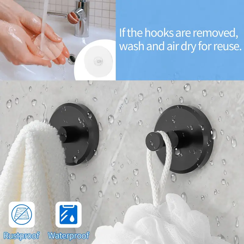 Shower Suction Cup Hook, Bathroom Shower Suction Cup Hook, Bathroom Hook for Hanging Towel, Bathrobe, Bathroom Accessories 3
