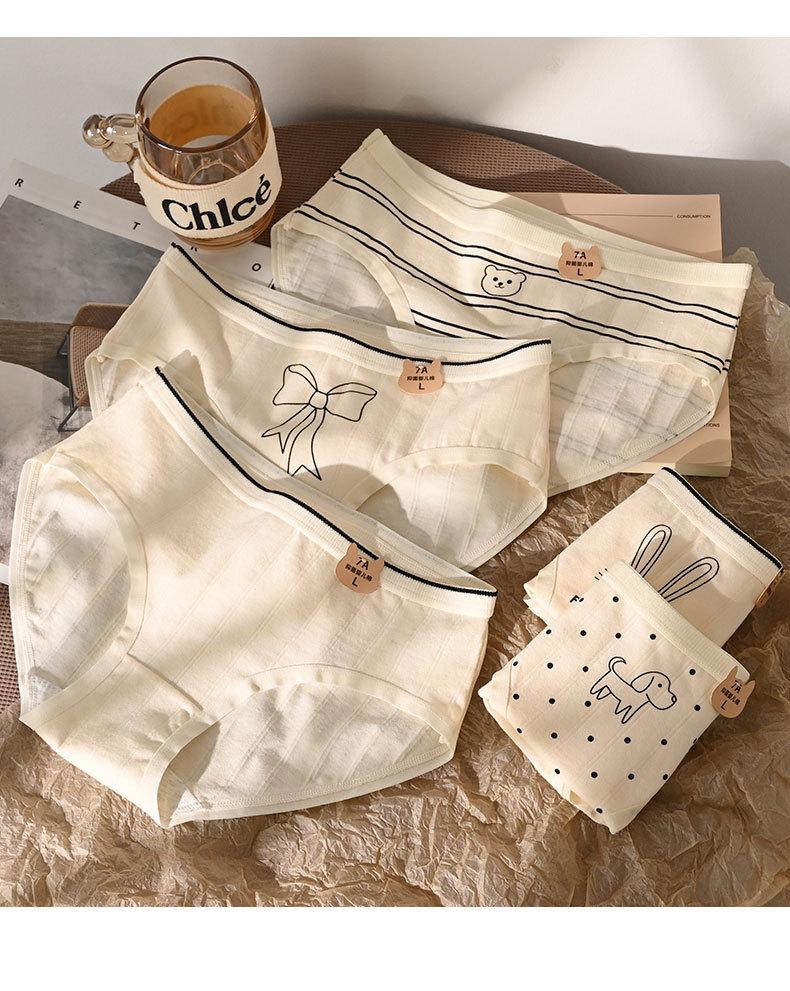 Product Introduction of 2025 Cotton Cartoon Printed Underwear for Women Elastic Hip Antibacterial Cotton Crotch Breathable Mid Waist Girl Student Underwear Fashion Best-Seller 24