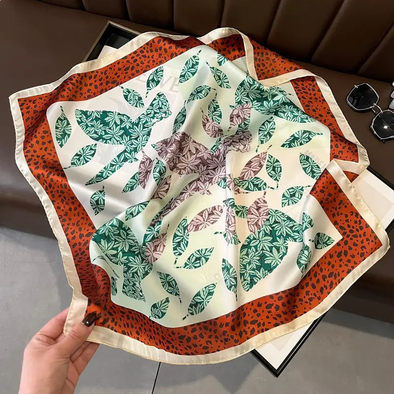 Khăn Quàng Cổ  70x70cm Bằng Lụa Phong Cách Retro Thời Trang Dễ Phối Đồ Women Khăn Choàng Voan Choàng Cổ 2