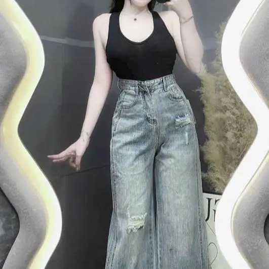 Quần jean suông lỡ không giãn cao cấp  Susu store jeans