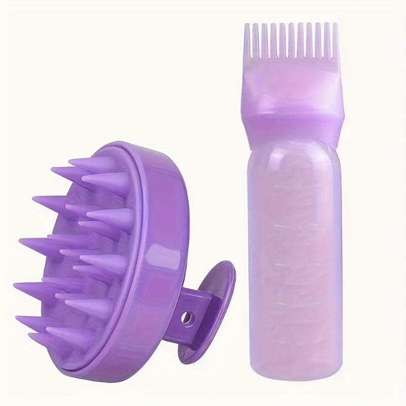 2pcs Set Silicone Hair Comb With Root Comb Applicator Bottle Set  Hair Oil Applicator Shampoo Brush Salon hair styling tools 5