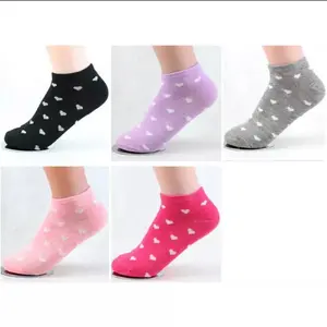 Kaos Kaki Pendek Wanita isi 5Pasang Motif Love Polos Semata