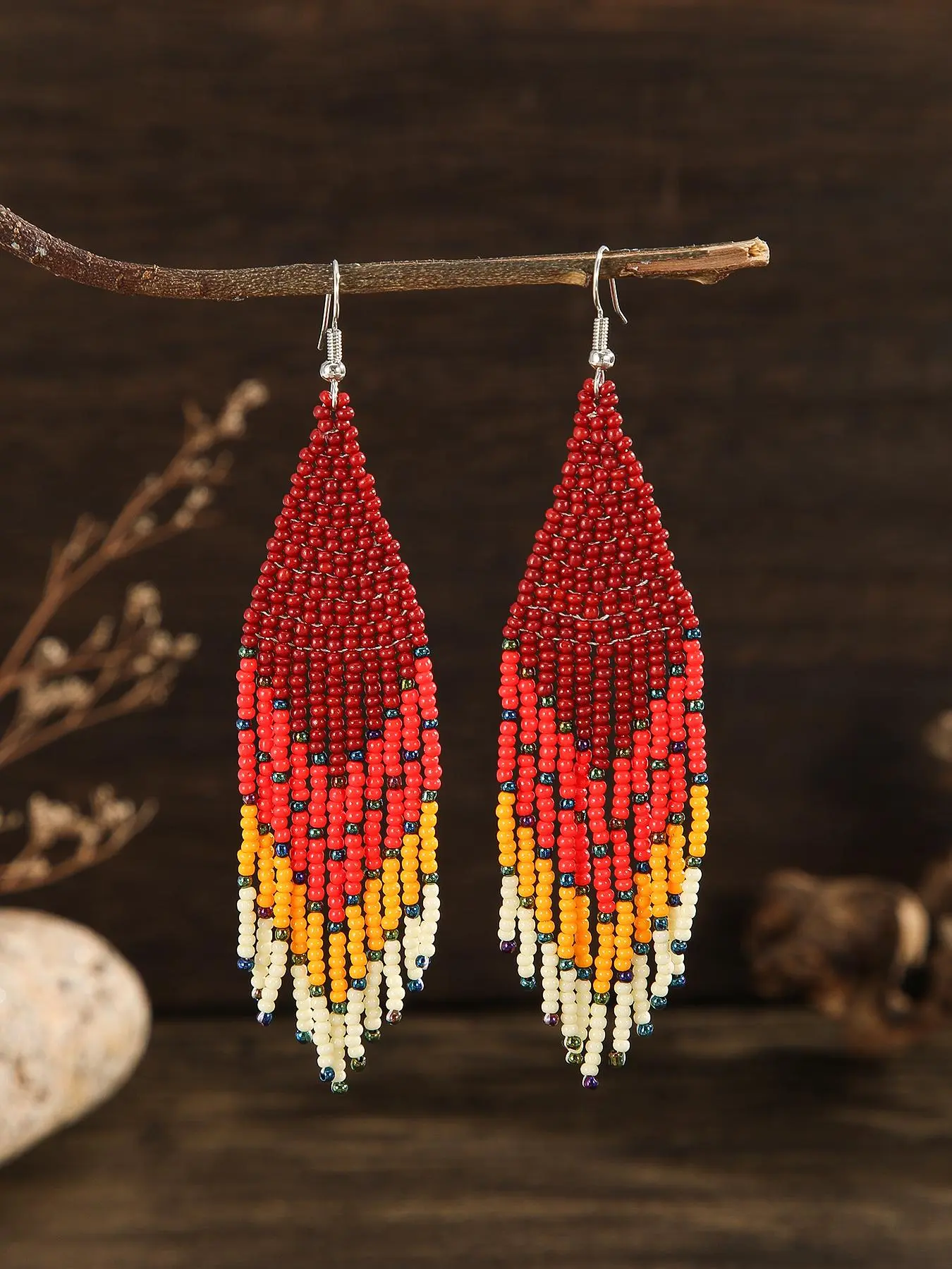 Boho Style Beaded & Tassel Decor Dangle Earrings, Vintage Style Jewelry for Women, Trendy All-match & Exquisite Jewelry for Birthday Gift