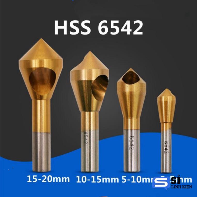 BỘ 4 MŨI DOA LỖ kim khí DẠNG ĐẦU NÓN LỖ PHAY XIÊN 2-20MM PHỦ TITANIUM 1