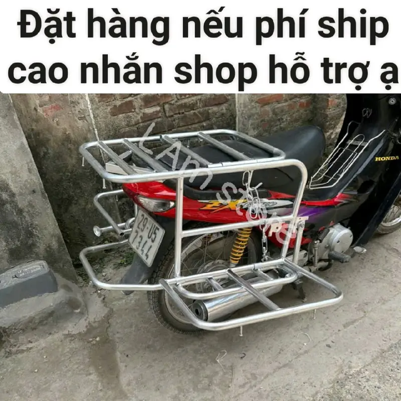 Giá xe chở hàng,Baga 2 cánh chở hàng nặng .cồng kềnh,ống thép phi 21 dày 1ly2.Trọng tải 150kg 0