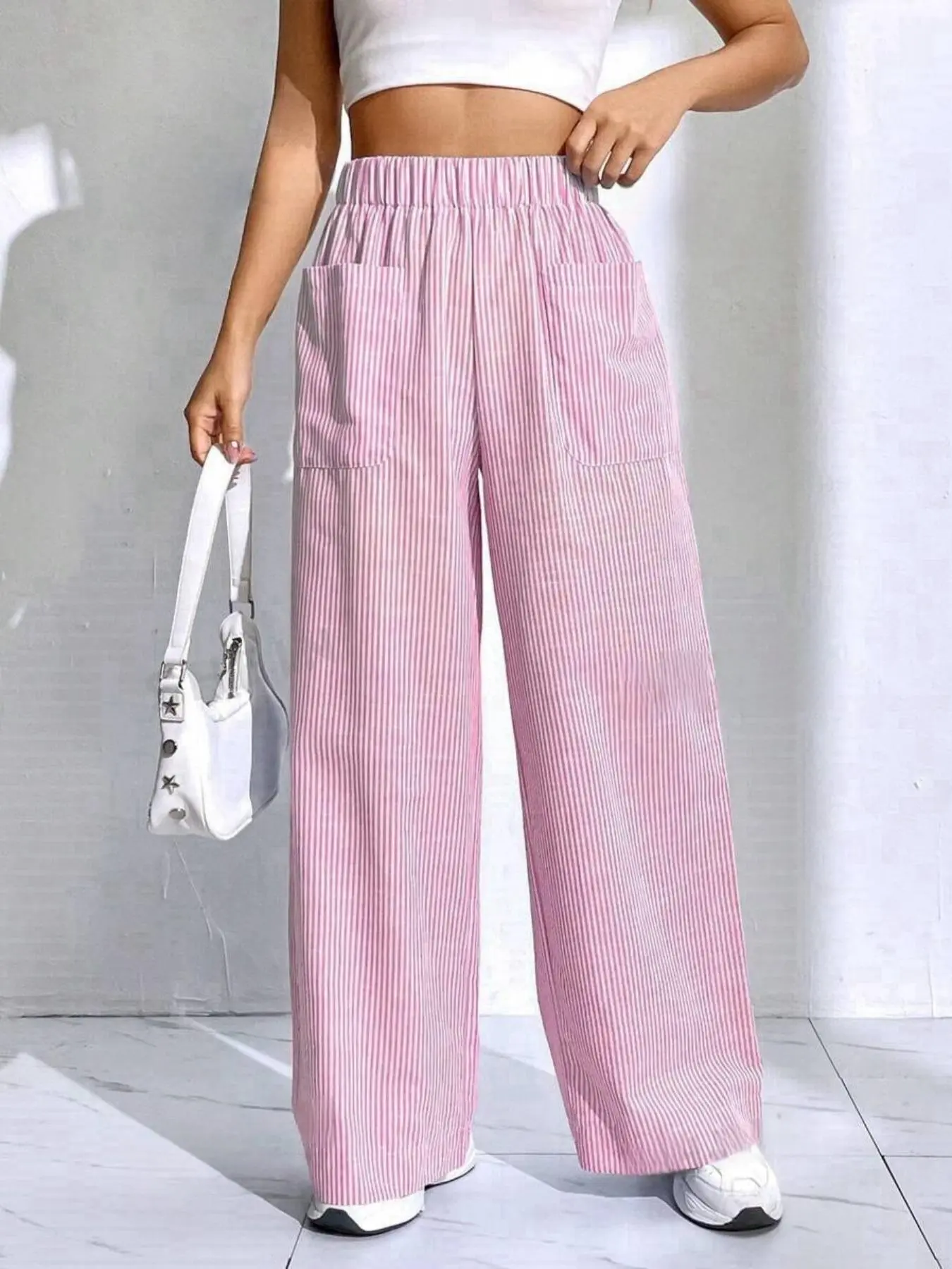 Women's Wide Leg Pants, Casual Comfy Trousers for Spring, Women's Bottoms for Daily Wear