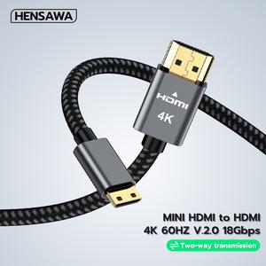 HENSAWA สาย Mini HDMI to HDMI 4K60Hz 2K144Hz 1080p 240Hz HDMI V2.0 หัวอลูมิเนียม สายยาว 1-3 เมตร รุ่น VC108