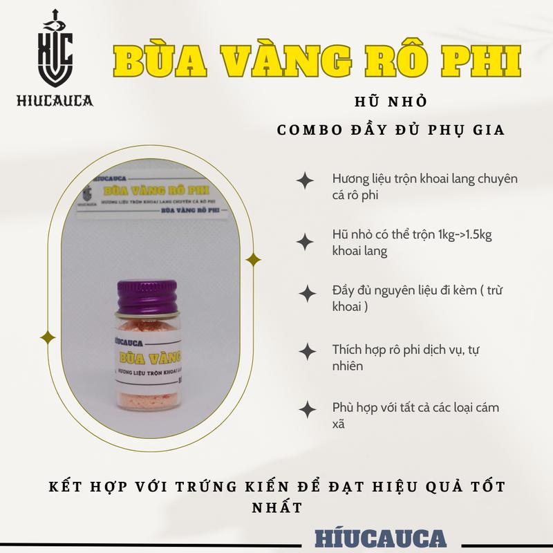 [HIUCAUCA] Bùa Vàng Rô Phi - Nguyên Liệu Trộn Khoai Lang Câu Cá Rô - Combo Hũ Nhỏ Đầy Đủ Phụ Gia