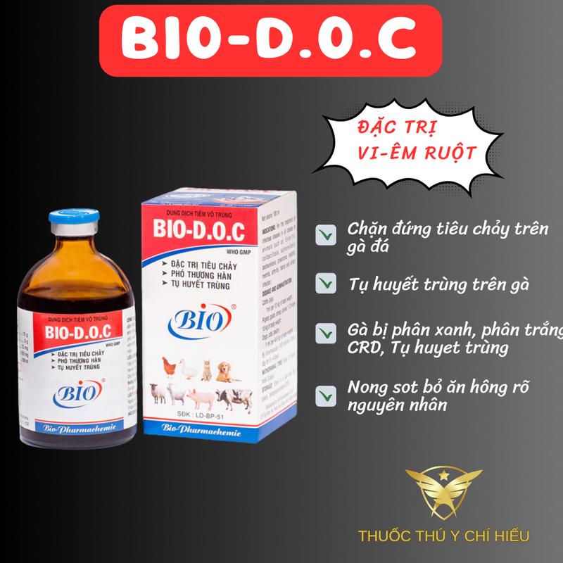 Product Introduction of Bio D.O.C  (bio DOC) sản phẩm tri tiu chảy, phó thương hàn, tụ huyết trùng chó mèo gà vịt gia súc gia cầm, dung dịch tiêm 100ml 2