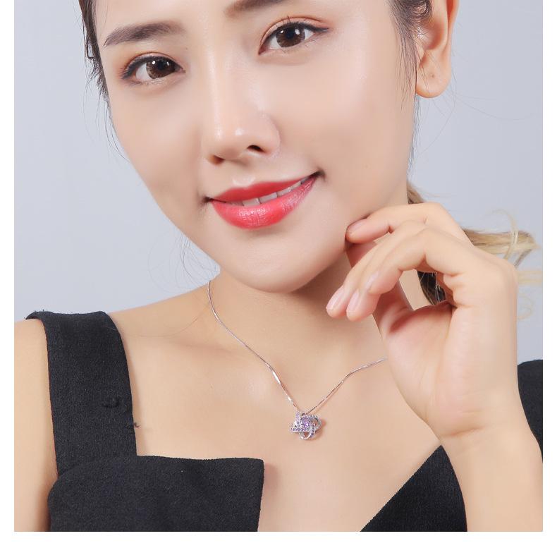 Product Introduction of Korean Silver Jewelry Women's Japanese and Korean Crystal Clover Pendant Silver Jewelry Clavicle Chain Birthday Gift Hot Sale pearl summer rope chain gold larimar sea monkeys ankh statement necklace chiffonsaree jew erly 6