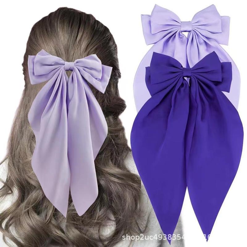 Korea Big Bow Floral Long Ribbon Hairpin Headband Back Head Hair Clip Women Fashion Hair Accessories 2