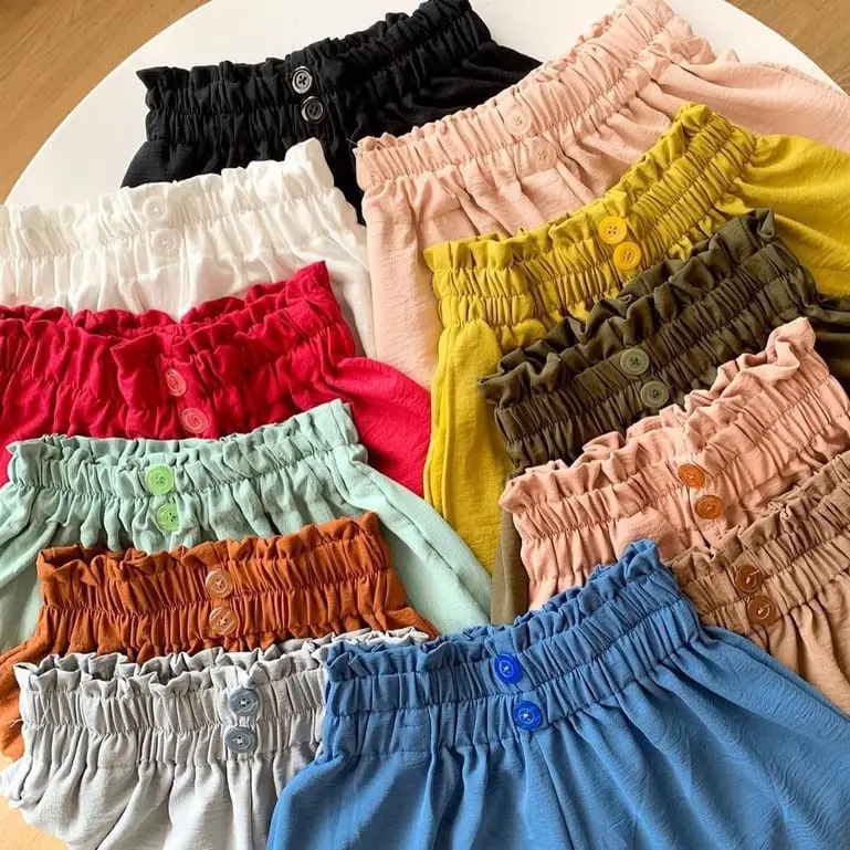 Kulot Crinkle Highwaist Kancing 2 Allsize Fit to XXL Airflow Celana Karet Panjang